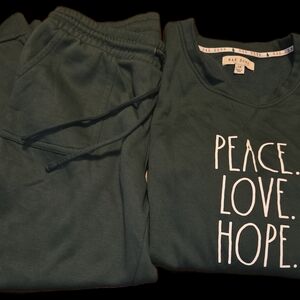 Rae Dunn Green Lounge Set with Inspirational Text